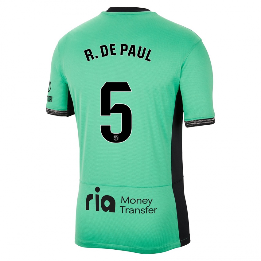 Kinderen Rodrigo De Paul #5 Lente Groen Thuisshirt Derde Tenue 2023/24 T-Shirt