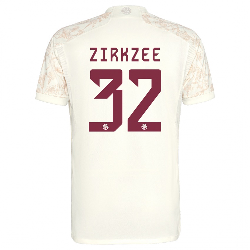 Kinderen Joshua Zirkzee #32 Gebroken Wit Thuisshirt Derde Tenue 2023/24 T-Shirt