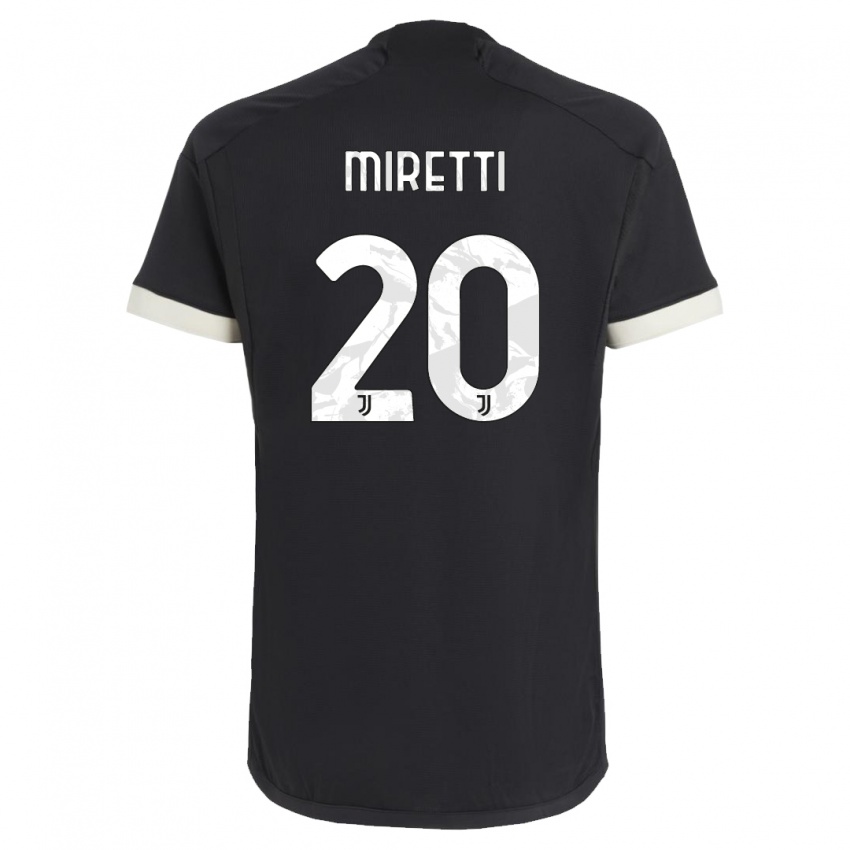 Kinderen Fabio Miretti #20 Zwart Thuisshirt Derde Tenue 2023/24 T-Shirt