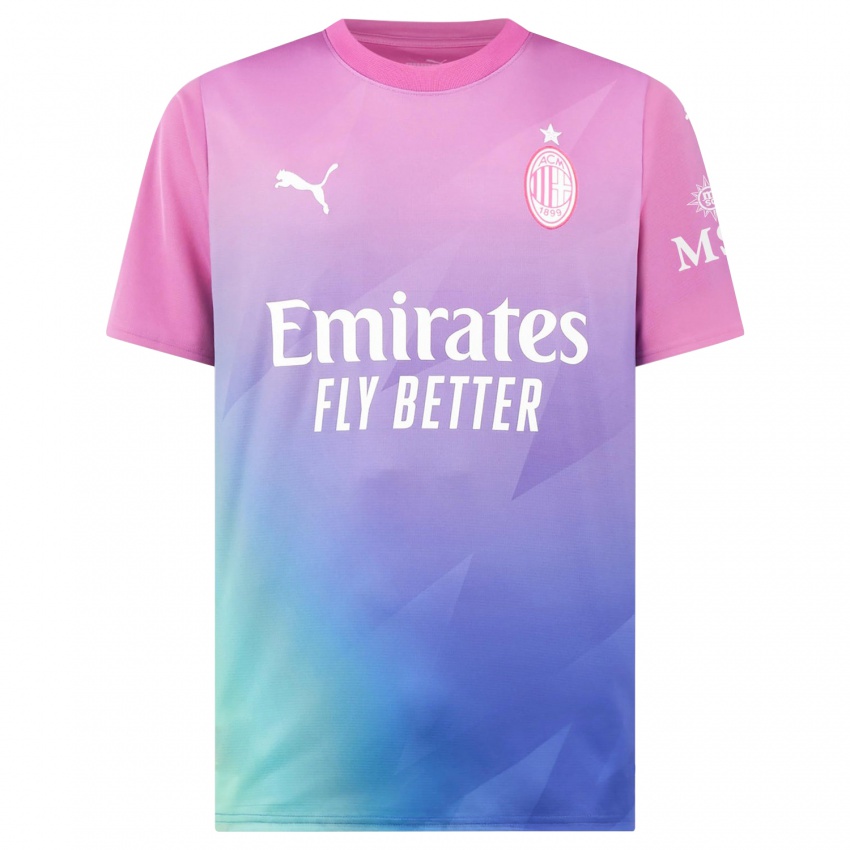 Kinderen Uw Naam #0 Roze Paars Thuisshirt Derde Tenue 2023/24 T-Shirt