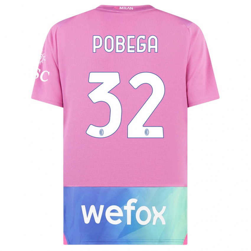 Kinderen Tommaso Pobega #32 Roze Paars Thuisshirt Derde Tenue 2023/24 T-Shirt