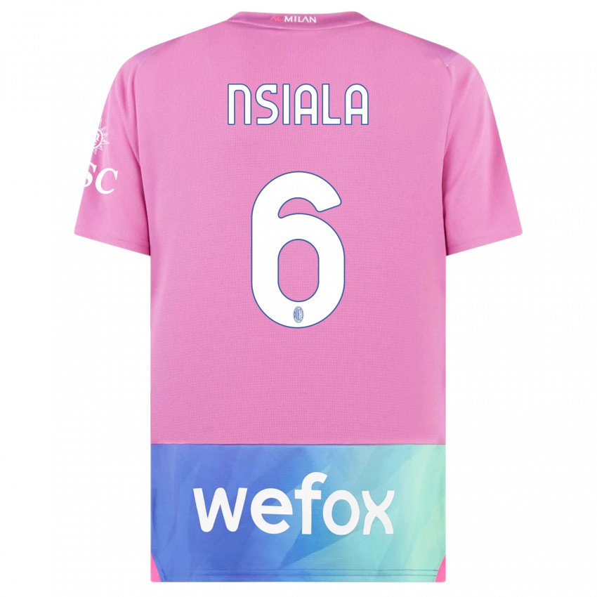 Kinderen Clinton Nsiala #6 Roze Paars Thuisshirt Derde Tenue 2023/24 T-Shirt