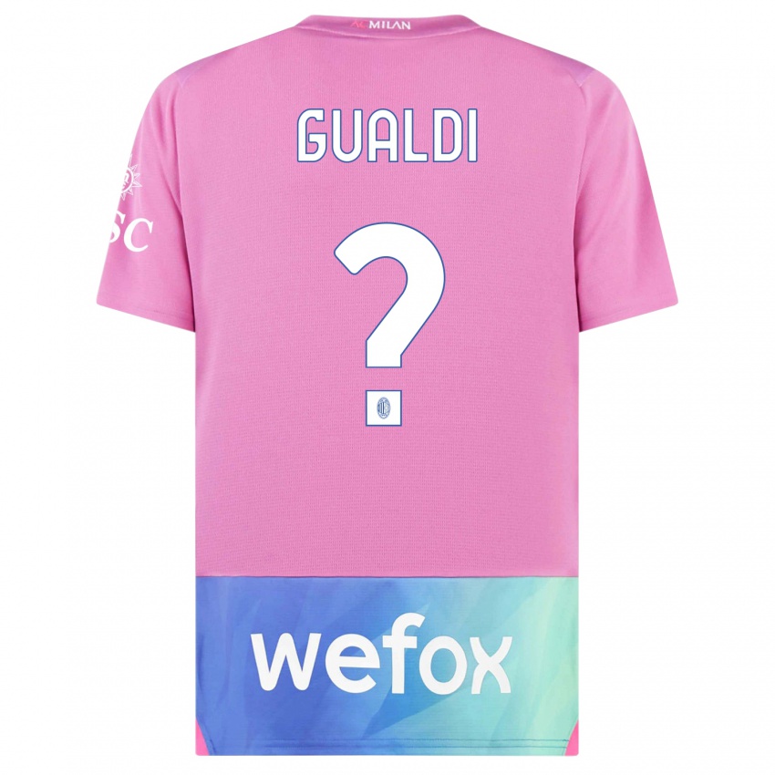 Kinderen Andrea Gualdi #0 Roze Paars Thuisshirt Derde Tenue 2023/24 T-Shirt