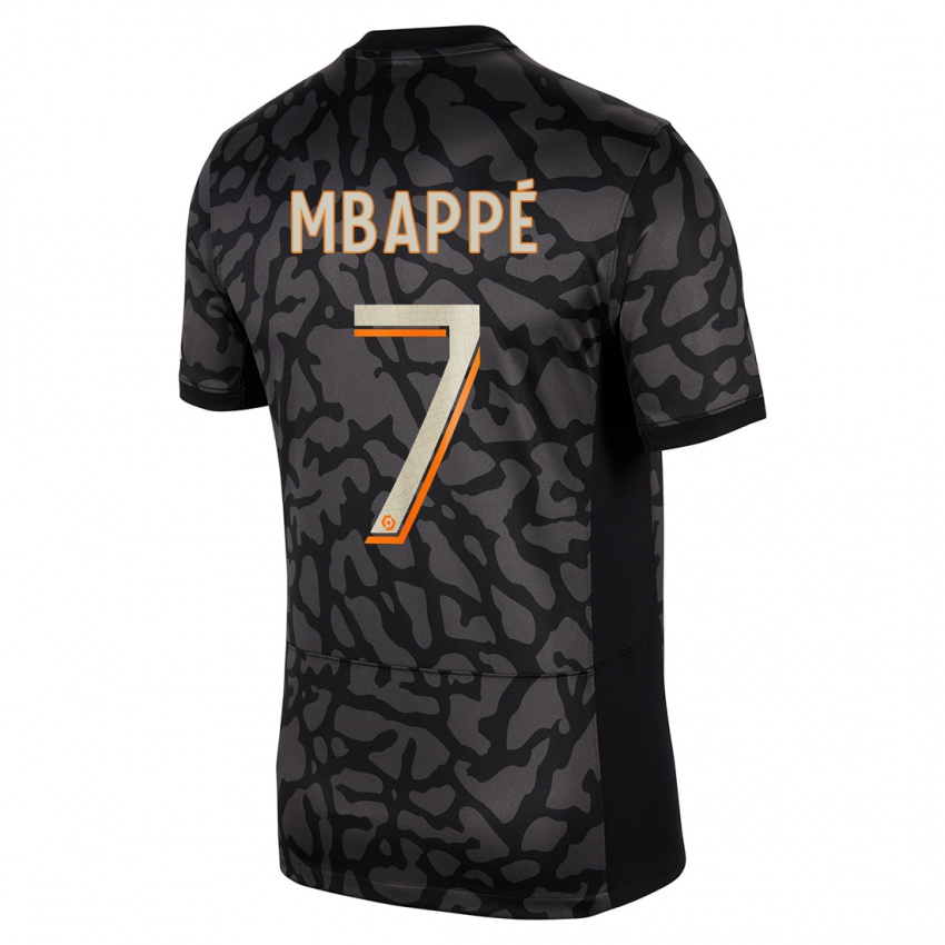 Kinderen Kylian Mbappe #7 Zwart Thuisshirt Derde Tenue 2023/24 T-Shirt