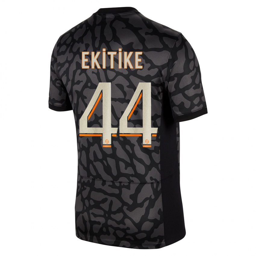 Kinderen Hugo Ekitike #44 Zwart Thuisshirt Derde Tenue 2023/24 T-Shirt