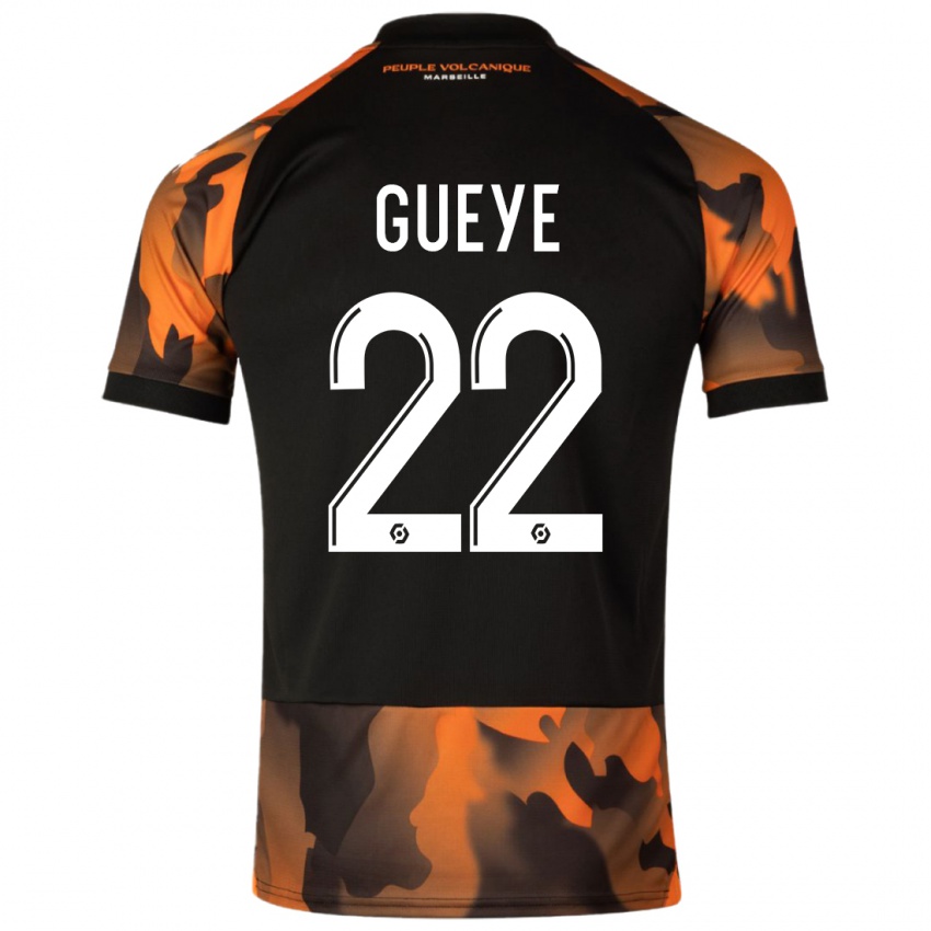 Kinderen Pape Gueye #22 Zwart Oranje Thuisshirt Derde Tenue 2023/24 T-Shirt