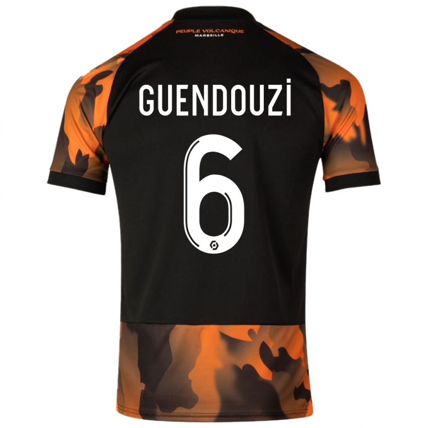 Kinderen Matteo Guendouzi #6 Zwart Oranje Thuisshirt Derde Tenue 2023/24 T-Shirt