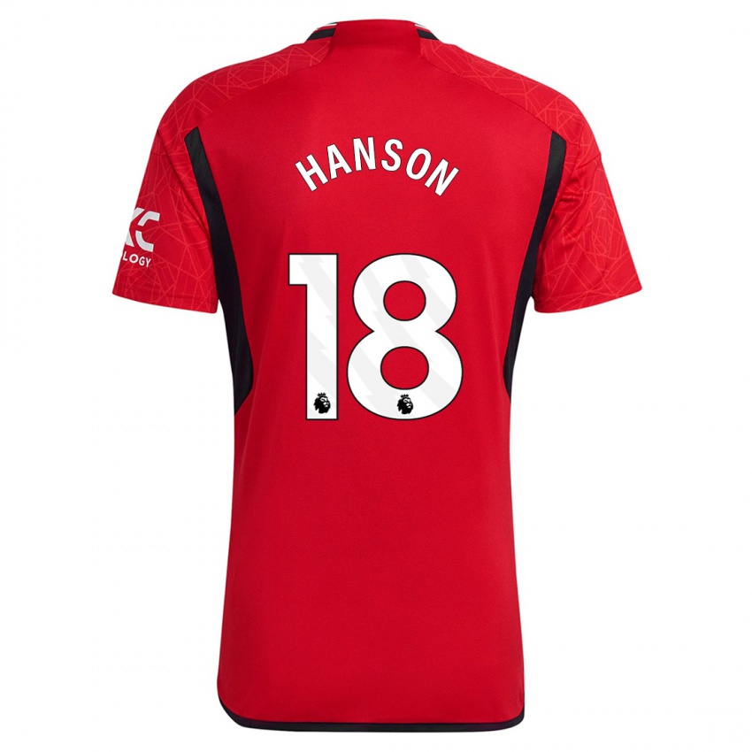 Heren Kirsty Hanson #18 Rood Thuisshirt Thuistenue 2023/24 T-Shirt