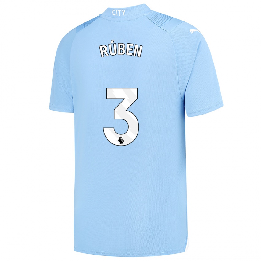 Heren Ruben Dias #3 Lichtblauw Thuisshirt Thuistenue 2023/24 T-Shirt