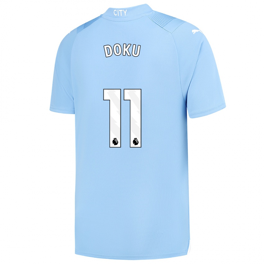 Heren Jeremy Doku #11 Lichtblauw Thuisshirt Thuistenue 2023/24 T-Shirt