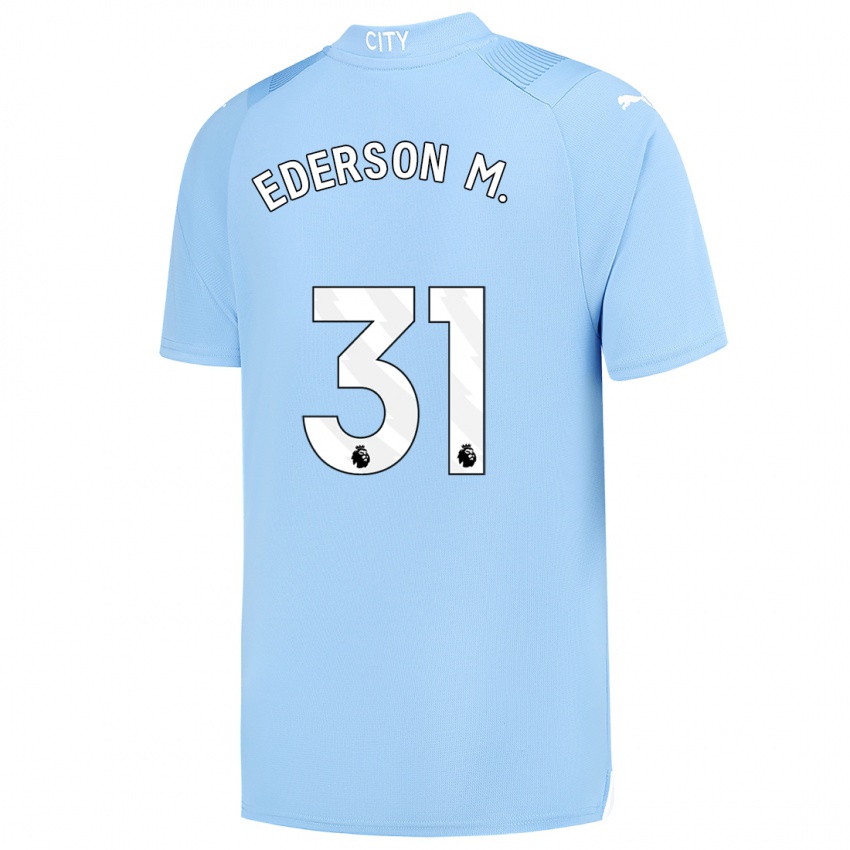 Heren Ederson Moraes #31 Lichtblauw Thuisshirt Thuistenue 2023/24 T-Shirt