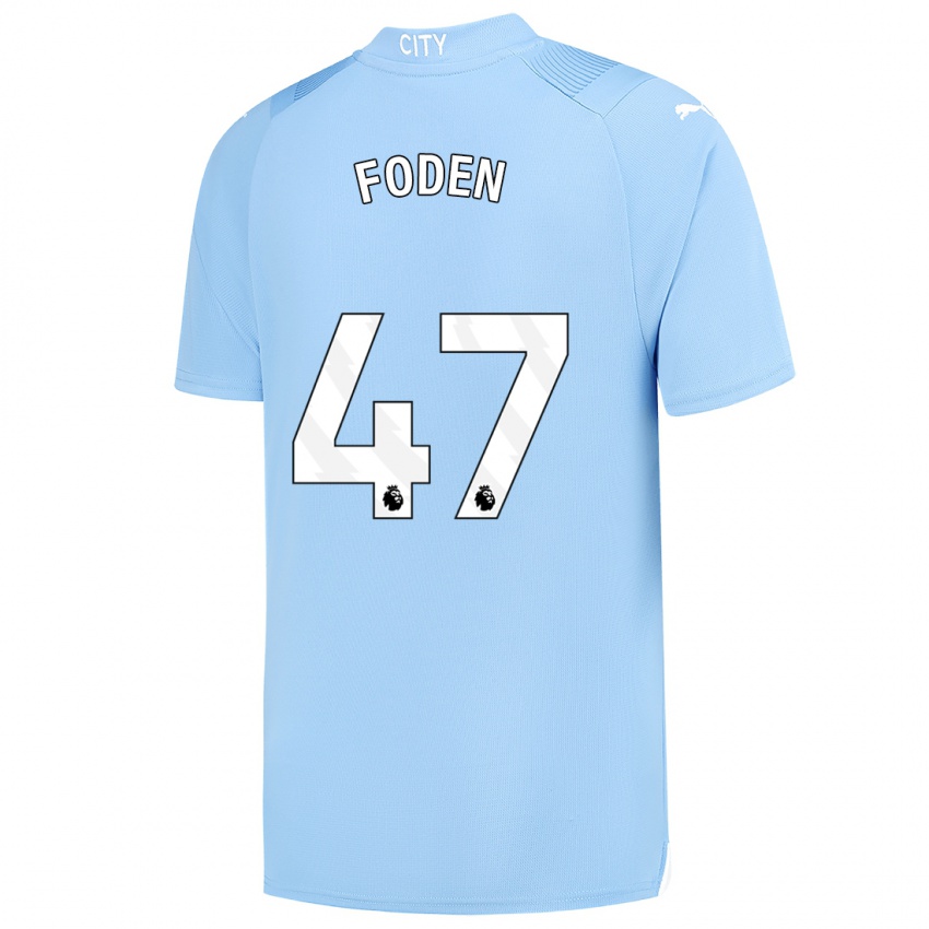 Heren Phil Foden #47 Lichtblauw Thuisshirt Thuistenue 2023/24 T-Shirt