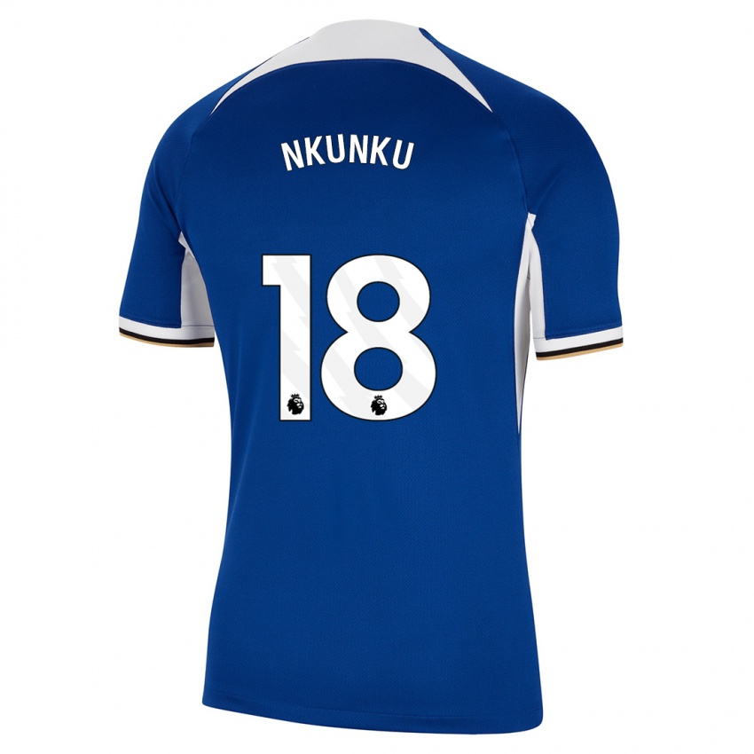 Heren Christopher Nkunku #18 Blauw Thuisshirt Thuistenue 2023/24 T-Shirt