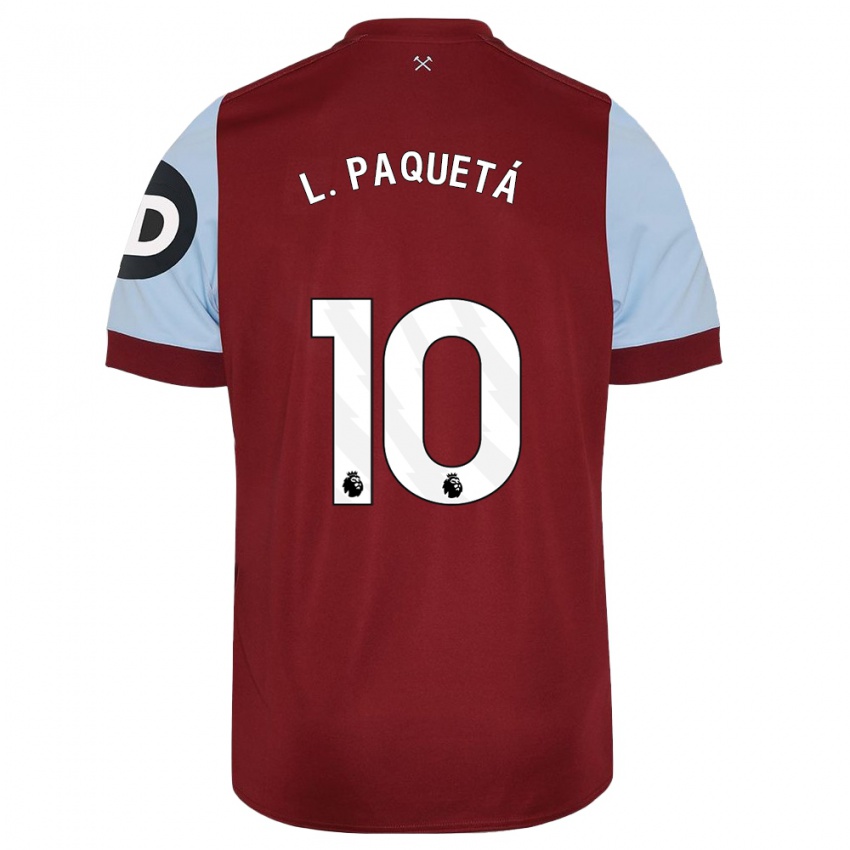 Heren Lucas Paqueta #10 Kastanjebruin Thuisshirt Thuistenue 2023/24 T-Shirt