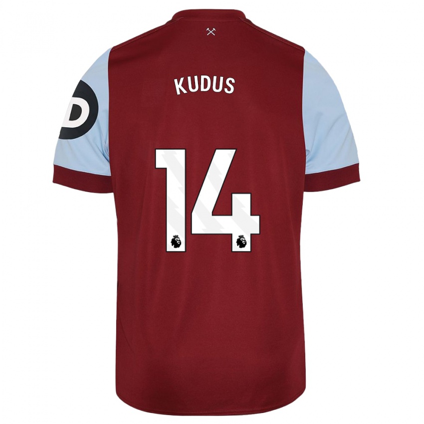 Heren Mohammed Kudus #14 Kastanjebruin Thuisshirt Thuistenue 2023/24 T-Shirt