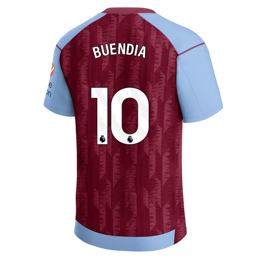 Heren Emiliano Buendia #10 Claret Blauw Thuisshirt Thuistenue 2023/24 T-Shirt