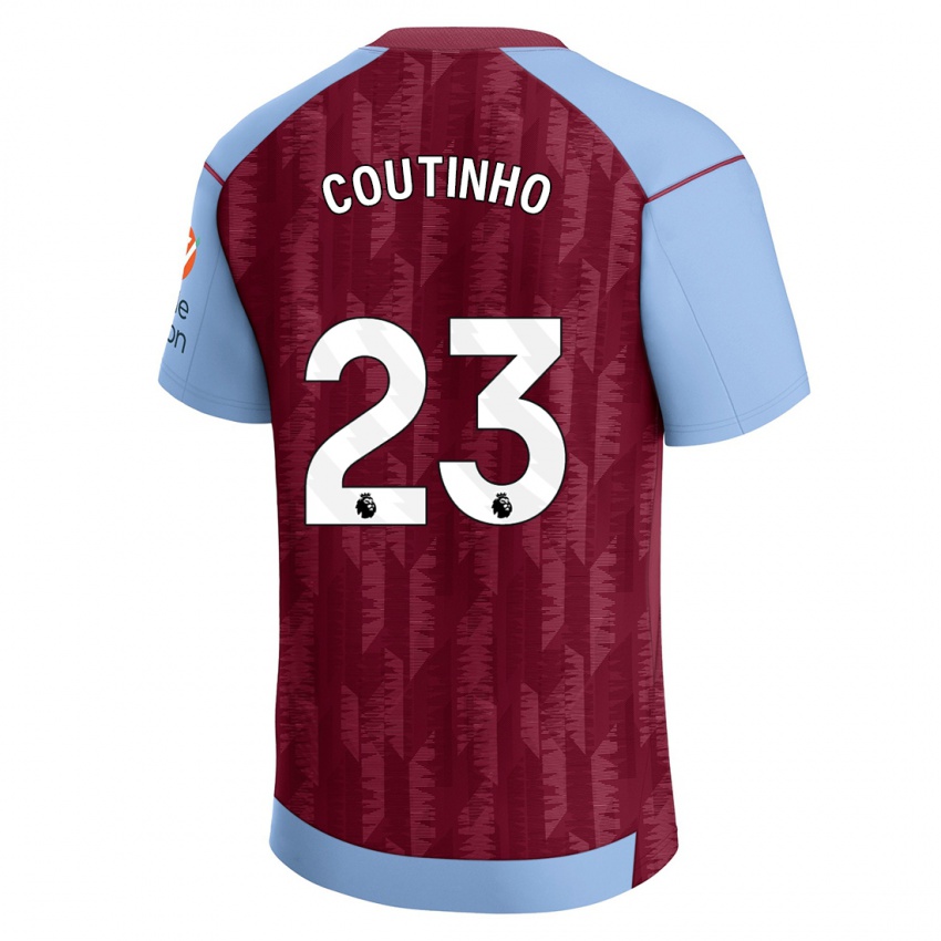 Heren Philippe Coutinho #23 Claret Blauw Thuisshirt Thuistenue 2023/24 T-Shirt