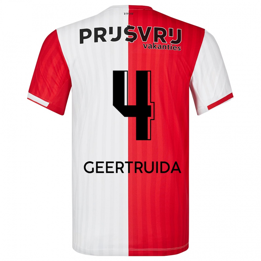 Heren Lutsharel Geertruida #4 Rood Wit Thuisshirt Thuistenue 2023/24 T-Shirt