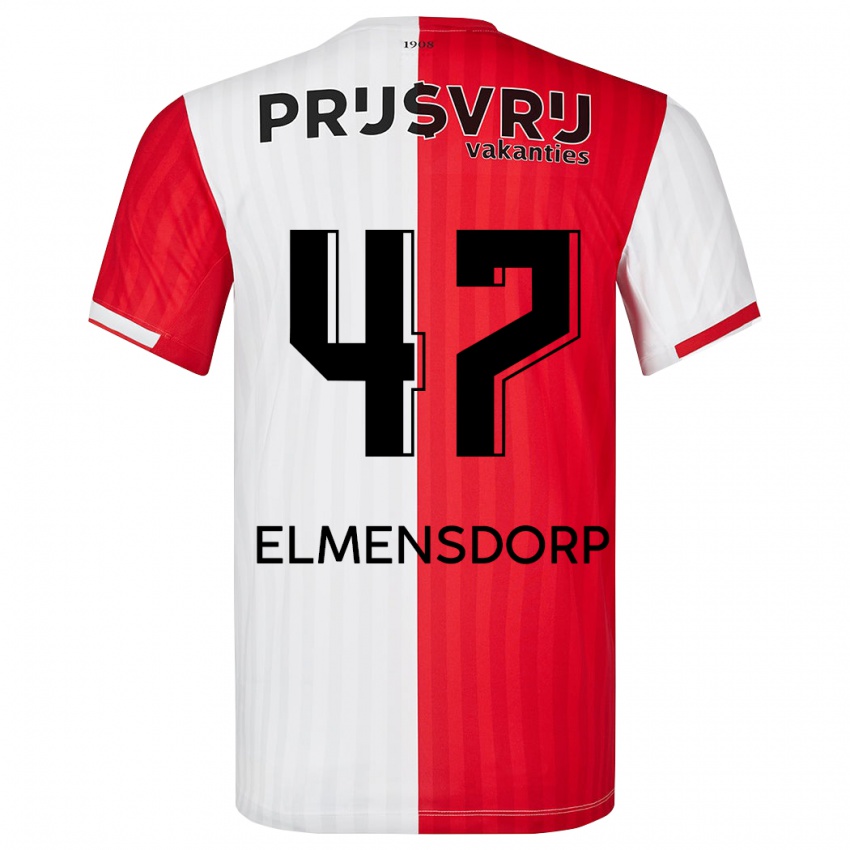 Heren Paris Elmensdorp #47 Rood Wit Thuisshirt Thuistenue 2023/24 T-Shirt