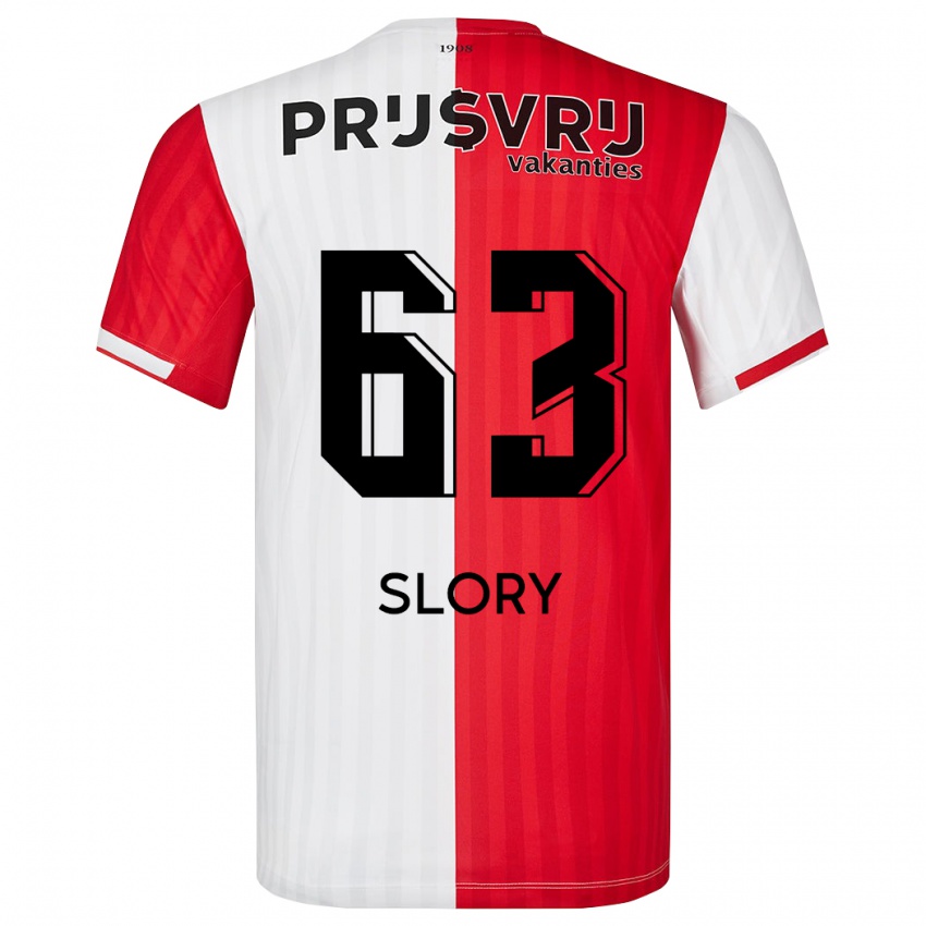 Heren Jaden Slory #63 Rood Wit Thuisshirt Thuistenue 2023/24 T-Shirt