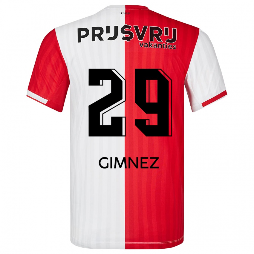 Heren Santiago Gimnez #29 Rood Wit Thuisshirt Thuistenue 2023/24 T-Shirt