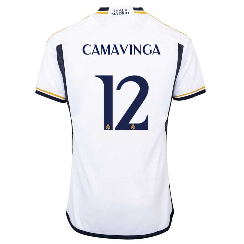 Heren Eduardo Camavinga #12 Wit Thuisshirt Thuistenue 2023/24 T-Shirt