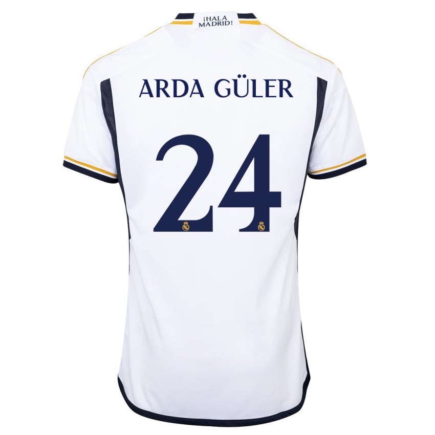 Heren Arda Güler #24 Wit Thuisshirt Thuistenue 2023/24 T-Shirt