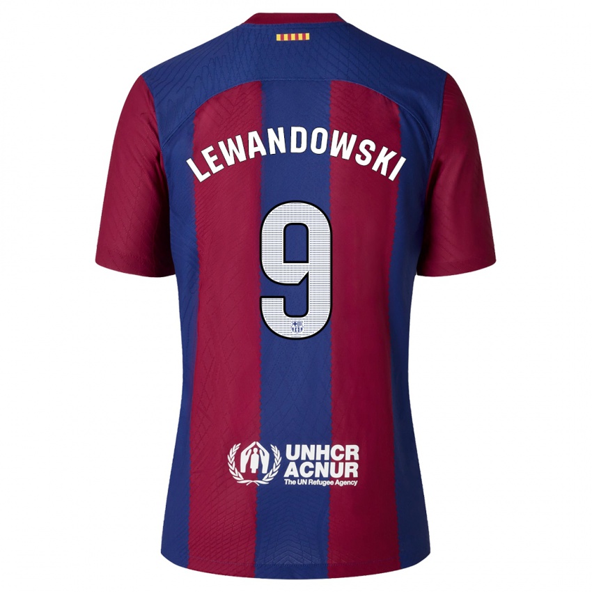 Heren Robert Lewandowski #9 Rood Blauw Thuisshirt Thuistenue 2023/24 T-Shirt