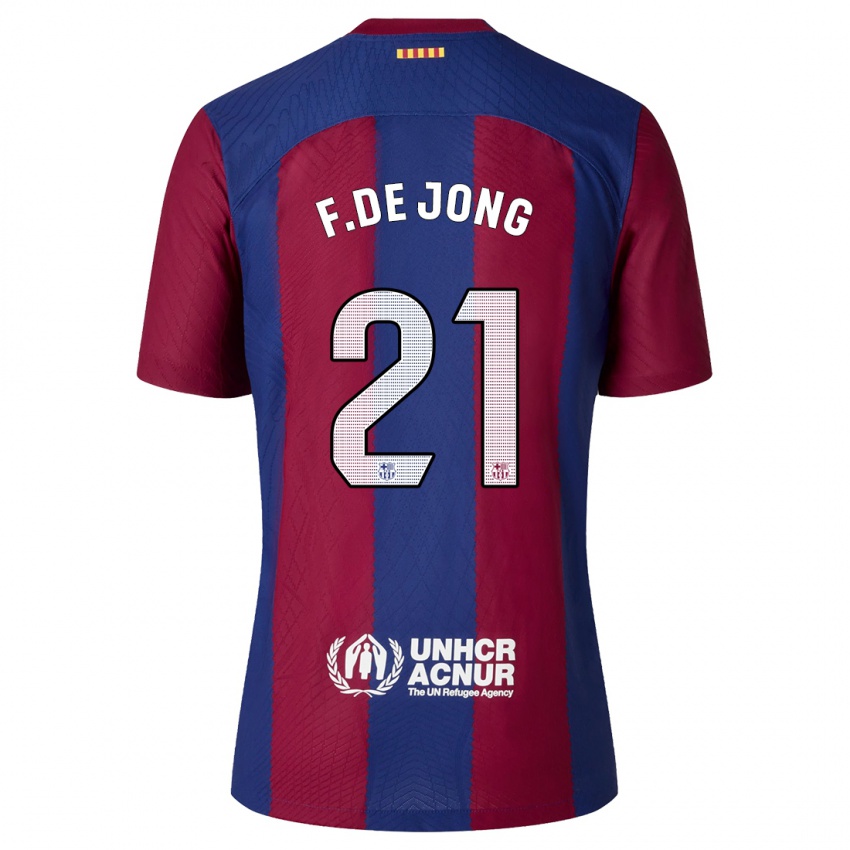 Heren Frenkie De Jong #21 Rood Blauw Thuisshirt Thuistenue 2023/24 T-Shirt