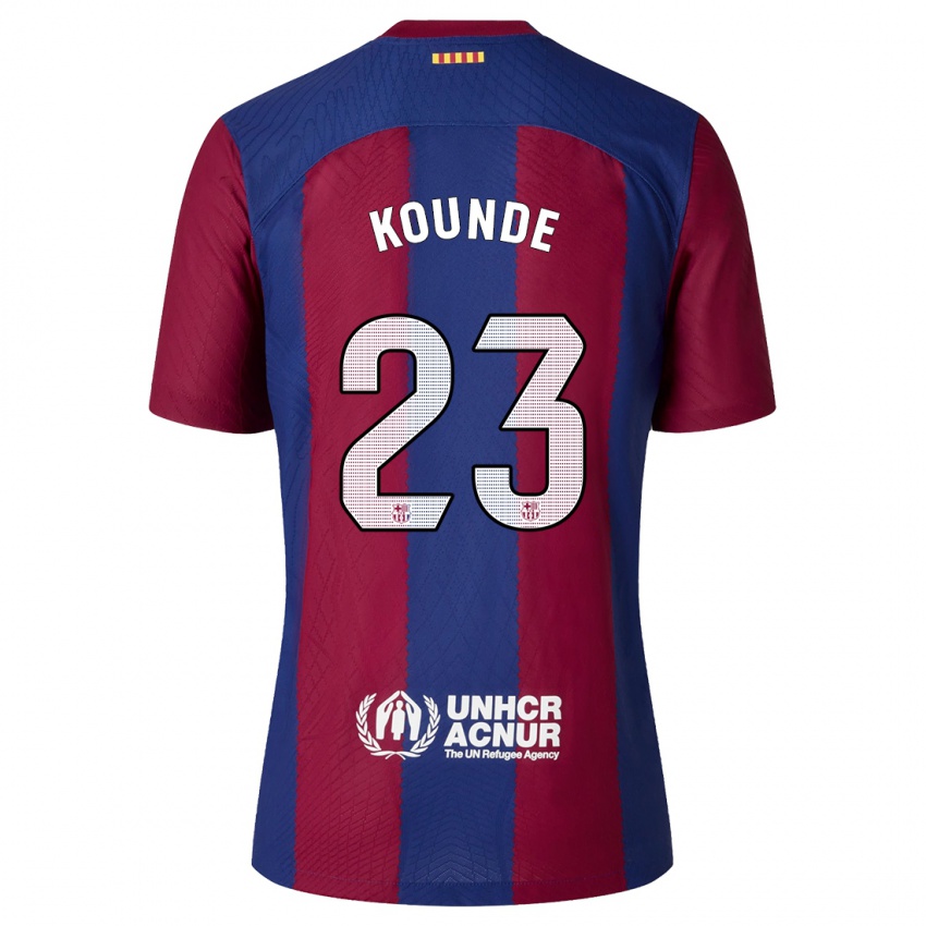 Heren Jules Kounde #23 Rood Blauw Thuisshirt Thuistenue 2023/24 T-Shirt