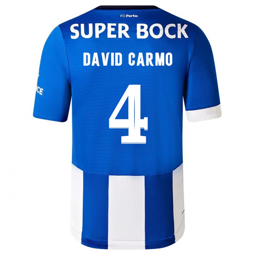 Heren David Carmo #4 Blauw Wit Thuisshirt Thuistenue 2023/24 T-Shirt