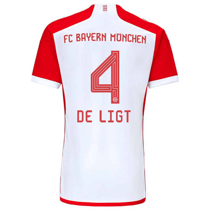 Heren Matthijs De Ligt #4 Rood Wit Thuisshirt Thuistenue 2023/24 T-Shirt