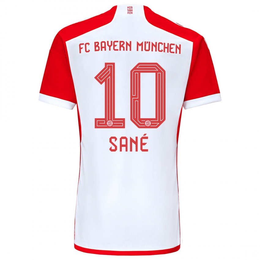 Heren Leroy Sane #10 Rood Wit Thuisshirt Thuistenue 2023/24 T-Shirt