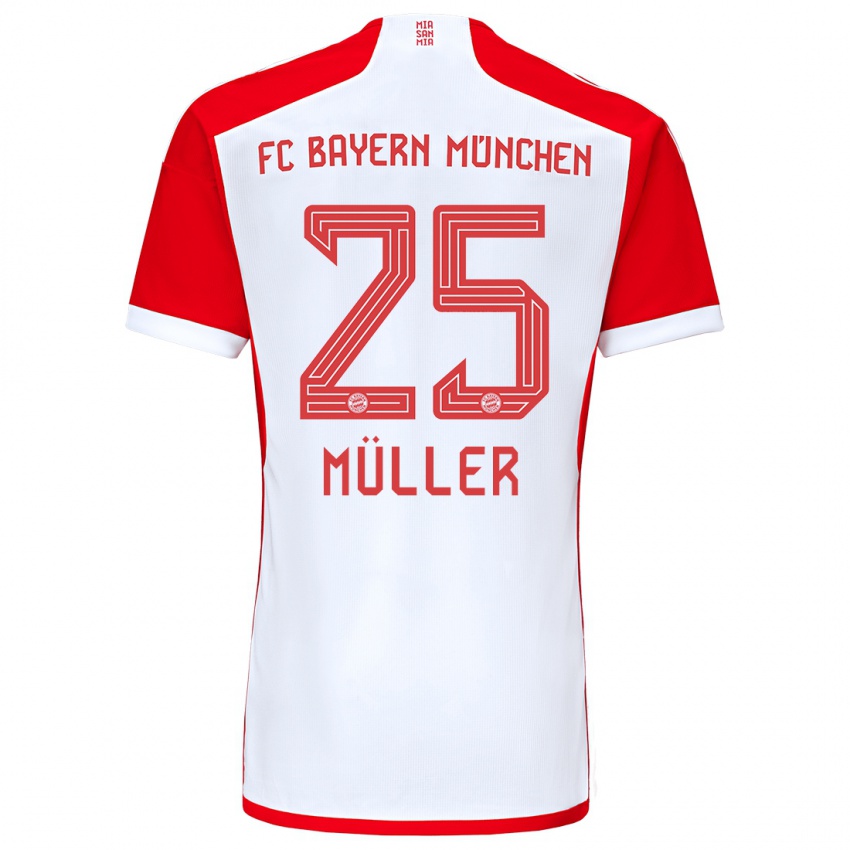 Heren Thomas Muller #25 Rood Wit Thuisshirt Thuistenue 2023/24 T-Shirt