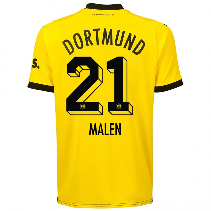 Heren Donyell Malen #21 Geel Thuisshirt Thuistenue 2023/24 T-Shirt