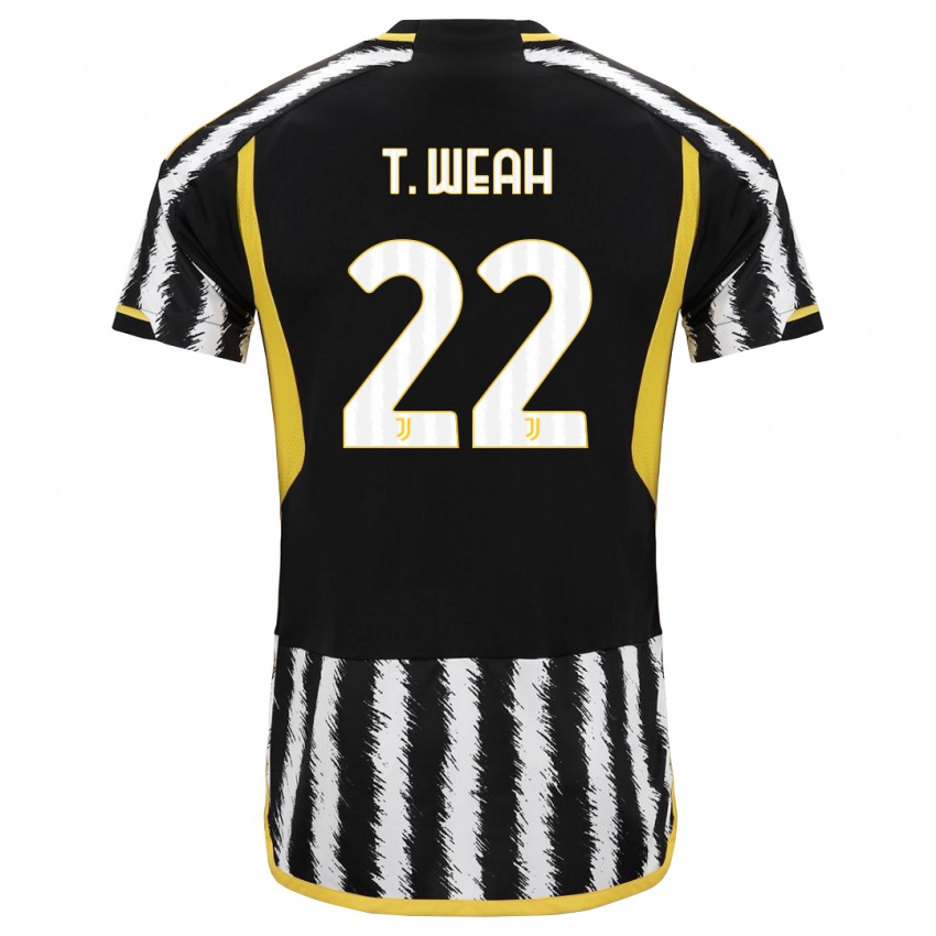 Heren Timothy Weah #22 Zwart Wit Thuisshirt Thuistenue 2023/24 T-Shirt
