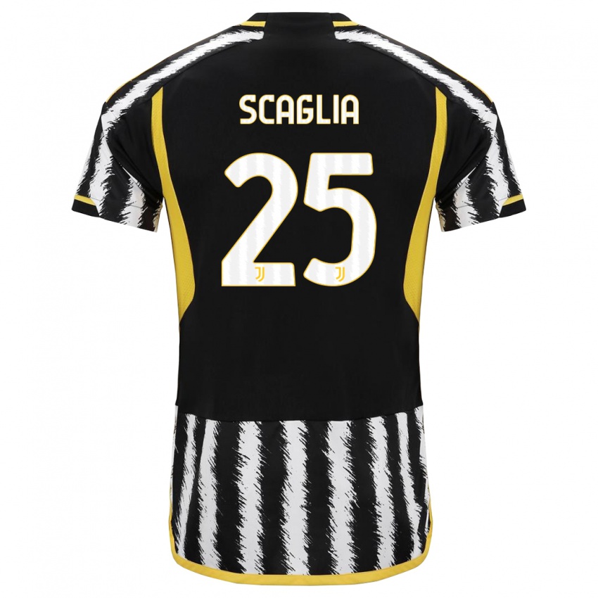 Heren Simone Scaglia #25 Zwart Wit Thuisshirt Thuistenue 2023/24 T-Shirt