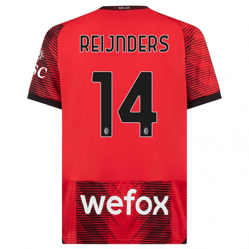 Heren Tijjani Reijnders #14 Rood Zwart Thuisshirt Thuistenue 2023/24 T-Shirt