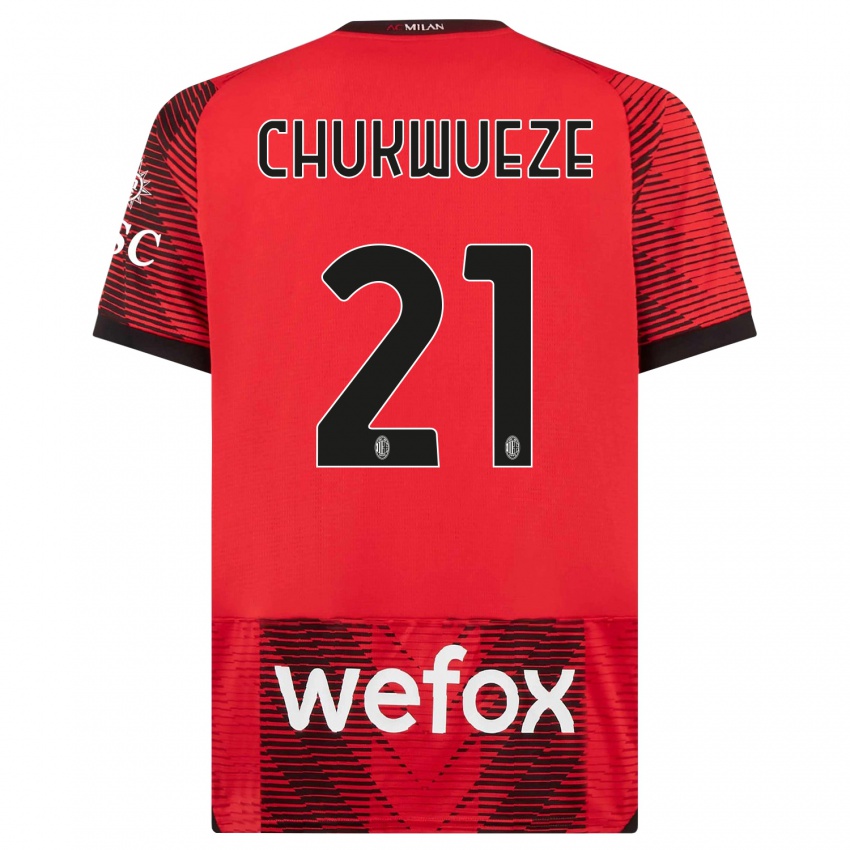 Heren Samuel Chukwueze #21 Rood Zwart Thuisshirt Thuistenue 2023/24 T-Shirt