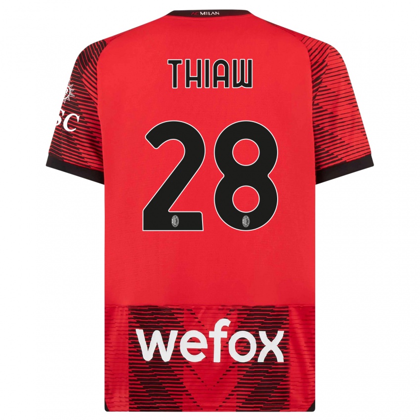 Heren Malick Thiaw #28 Rood Zwart Thuisshirt Thuistenue 2023/24 T-Shirt