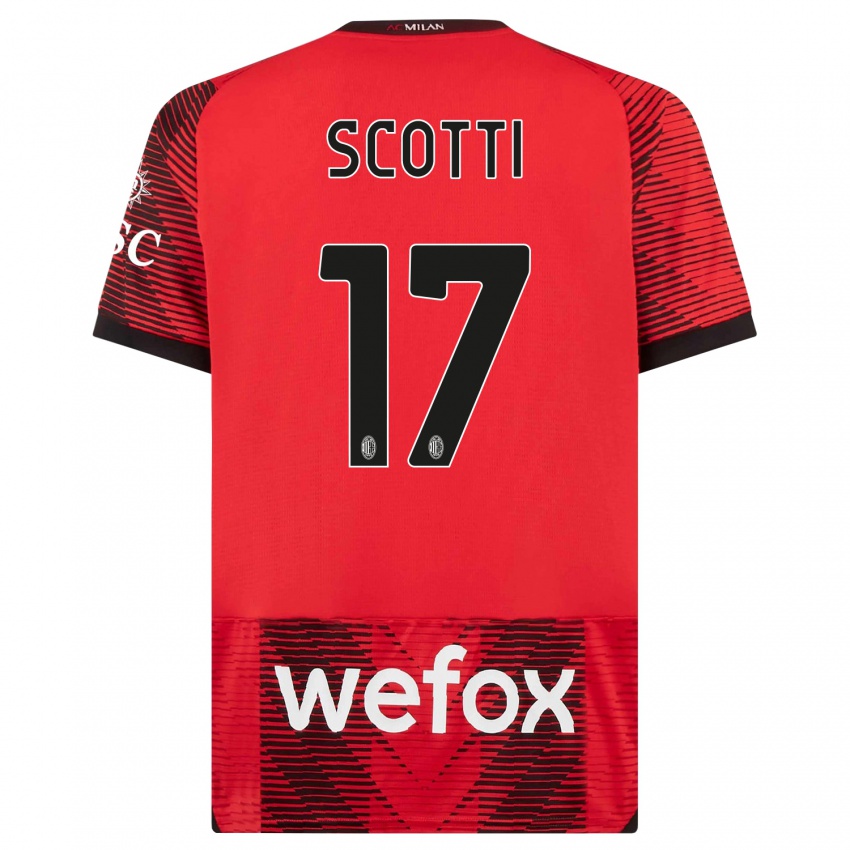 Heren Filippo Scotti #17 Rood Zwart Thuisshirt Thuistenue 2023/24 T-Shirt