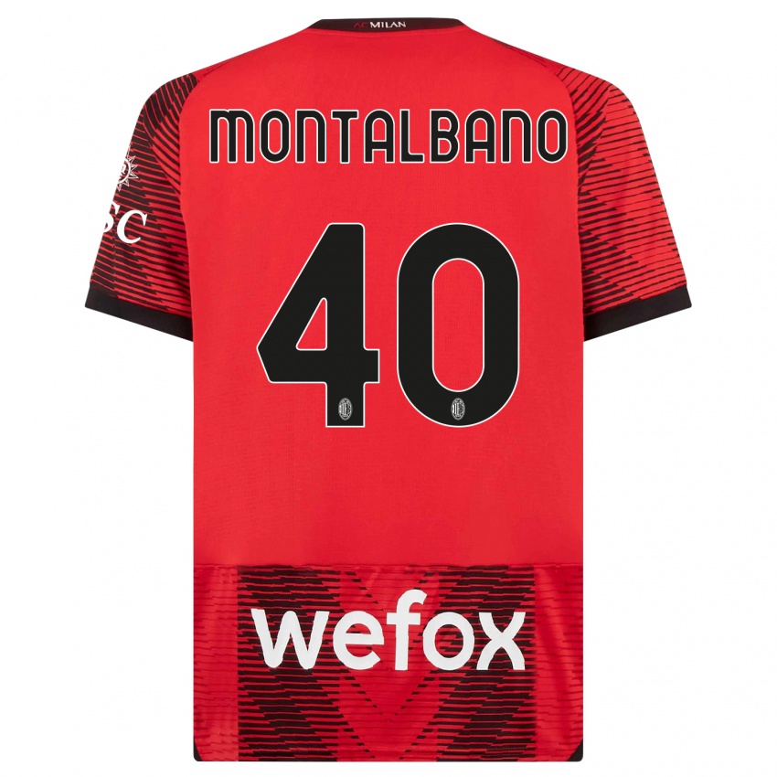 Heren Nicolo Montalbano #40 Rood Zwart Thuisshirt Thuistenue 2023/24 T-Shirt