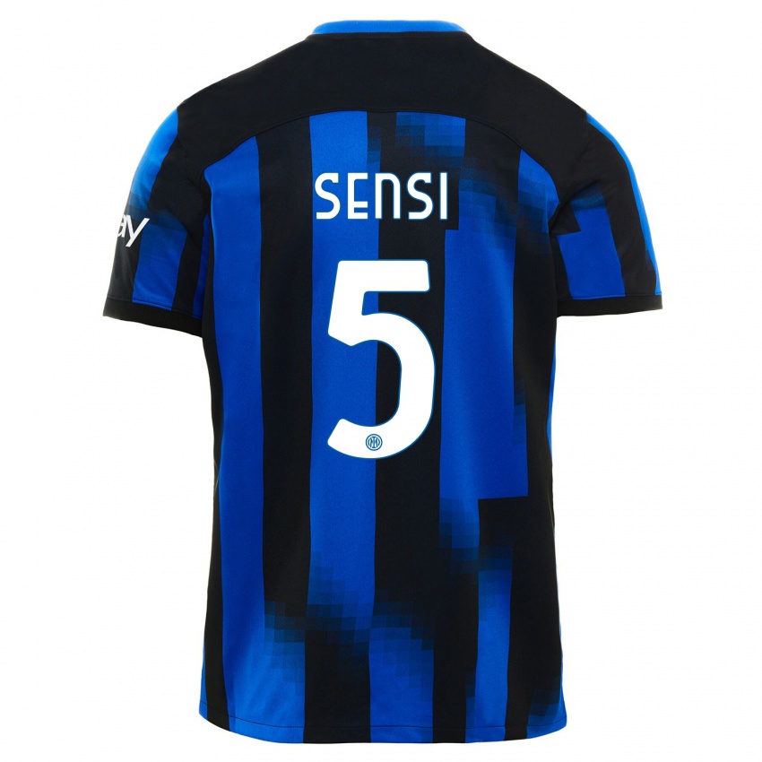 Heren Stefano Sensi #5 Zwart Blauw Thuisshirt Thuistenue 2023/24 T-Shirt