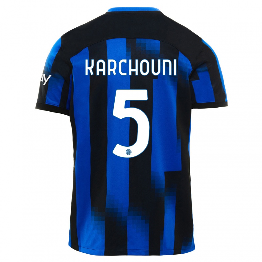 Heren Ghoutia Karchouni #5 Zwart Blauw Thuisshirt Thuistenue 2023/24 T-Shirt