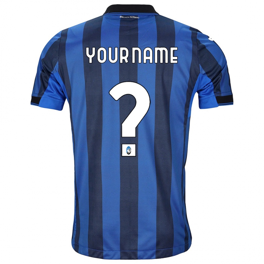 Heren Uw Naam #0 Zwart Blauw Thuisshirt Thuistenue 2023/24 T-Shirt