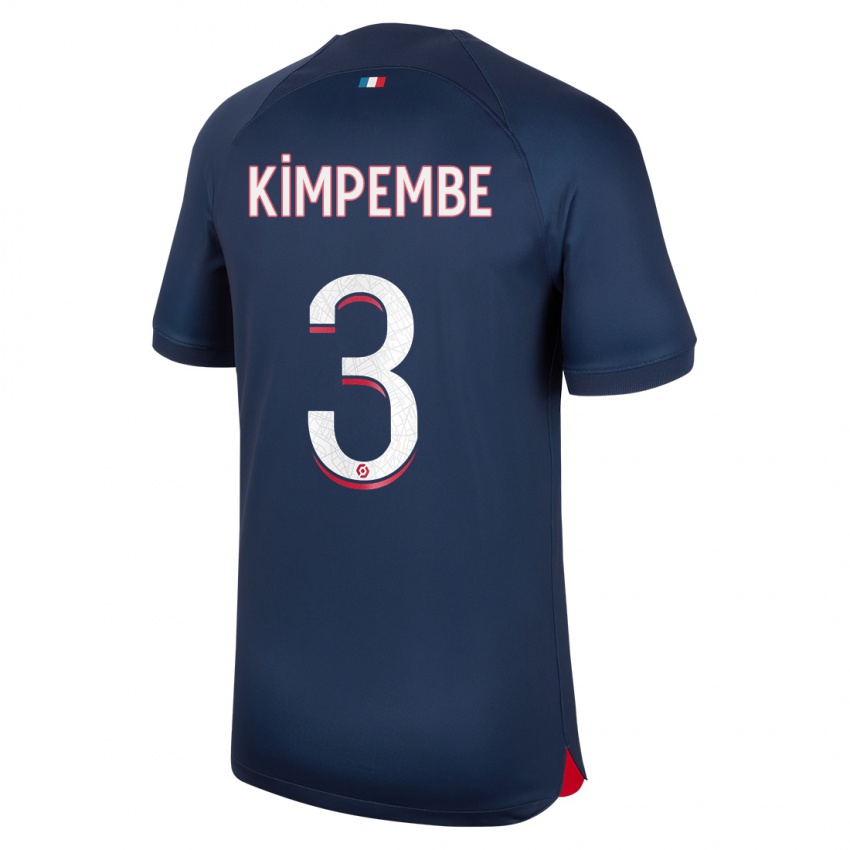 Heren Presnel Kimpembe #3 Blauw Rood Thuisshirt Thuistenue 2023/24 T-Shirt
