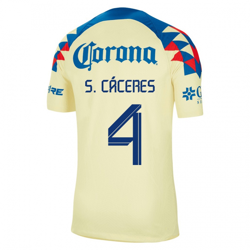 Heren Sebastian Caceres #4 Geel Thuisshirt Thuistenue 2023/24 T-Shirt
