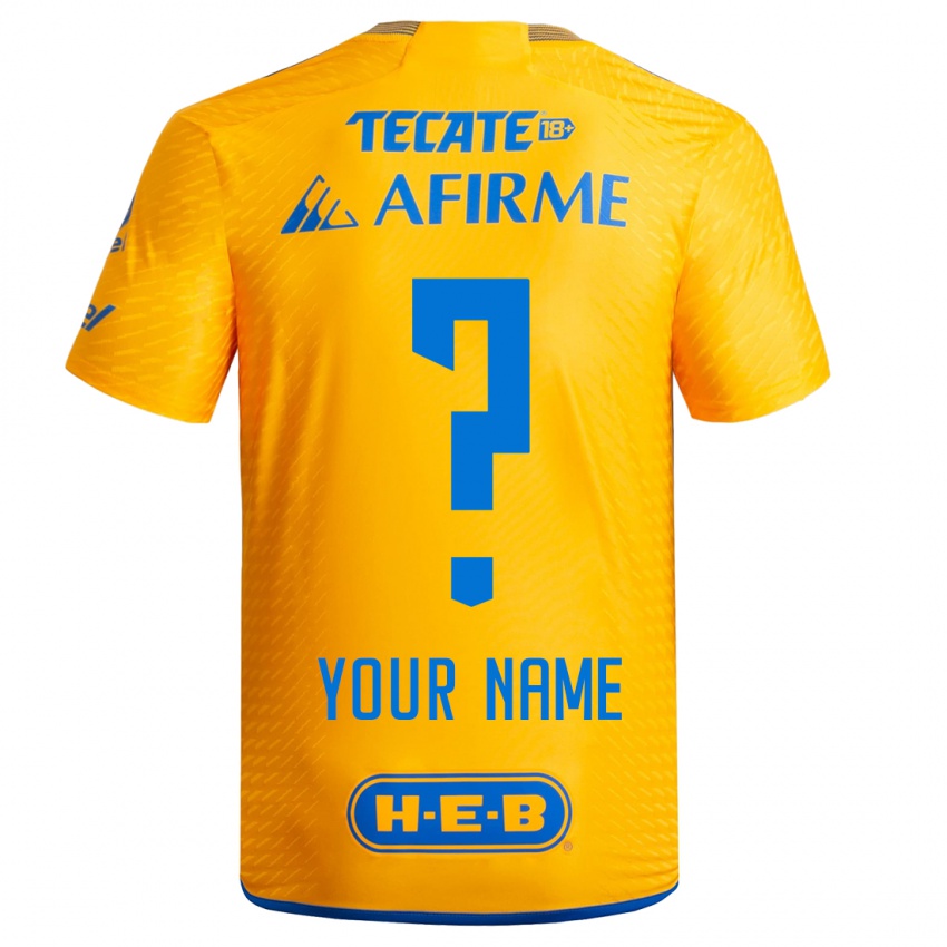 Heren Uw Naam #0 Geel Thuisshirt Thuistenue 2023/24 T-Shirt