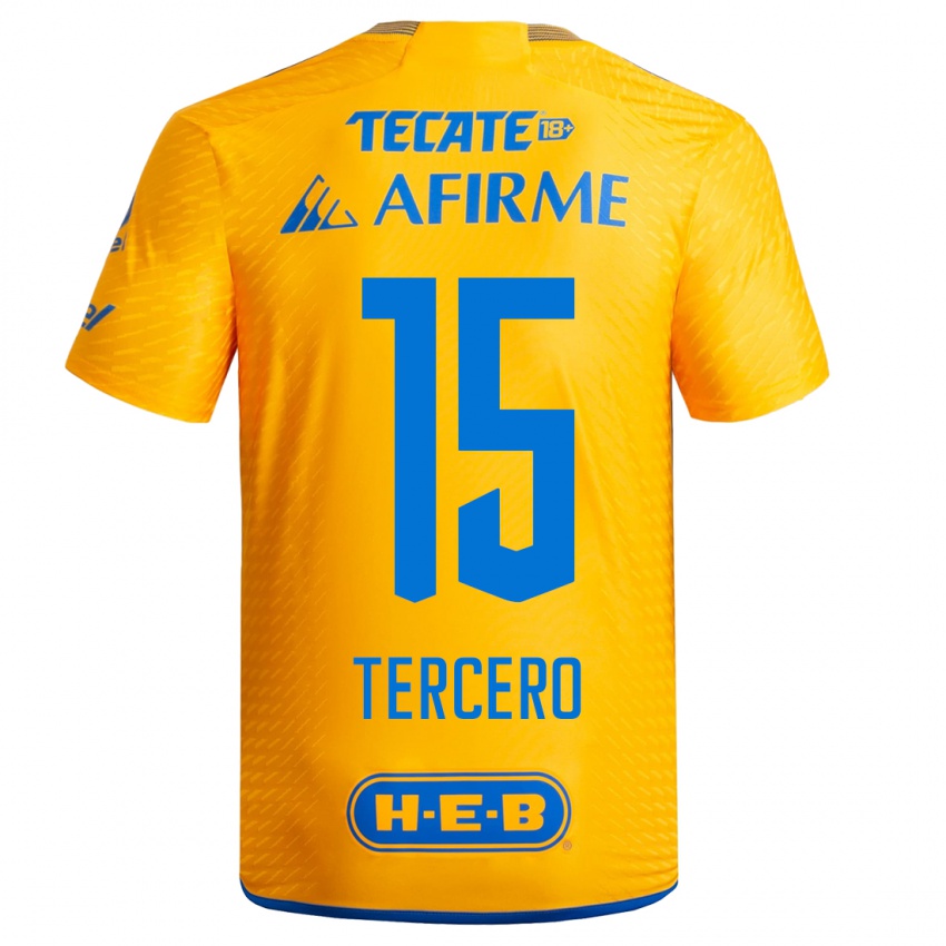 Heren Eduardo Tercero #15 Geel Thuisshirt Thuistenue 2023/24 T-Shirt