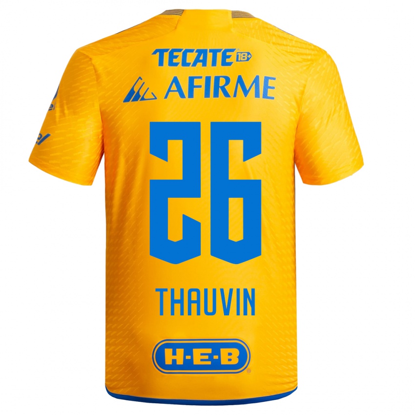 Heren Florian Thauvin #26 Geel Thuisshirt Thuistenue 2023/24 T-Shirt
